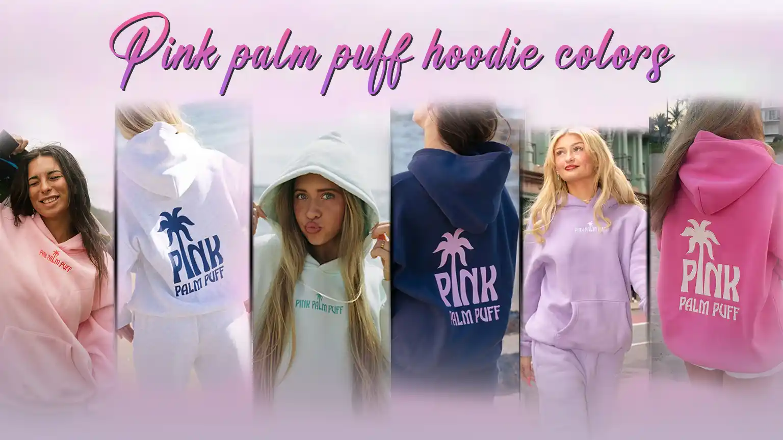 Pink Palm Puff Hoodie Colours